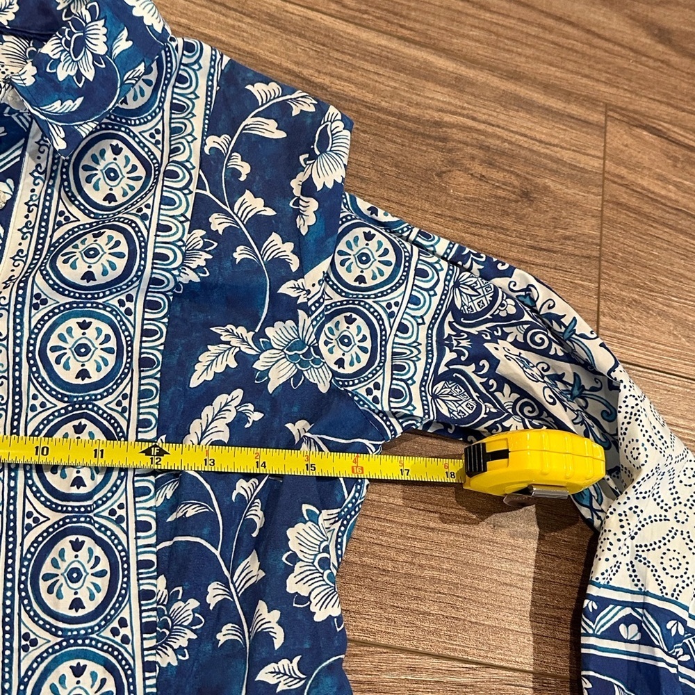 NWOT Anthropologie Printed Button Front Shirt Dress Blue and White Size XS - Picture 10 of 12